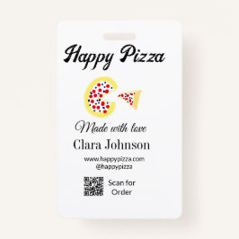 Pizza restaurant cafe pizzeria scan QR code order  Badge
