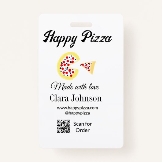 Pizza restaurant cafe pizzeria scan QR code order  Badge (Voorkant)