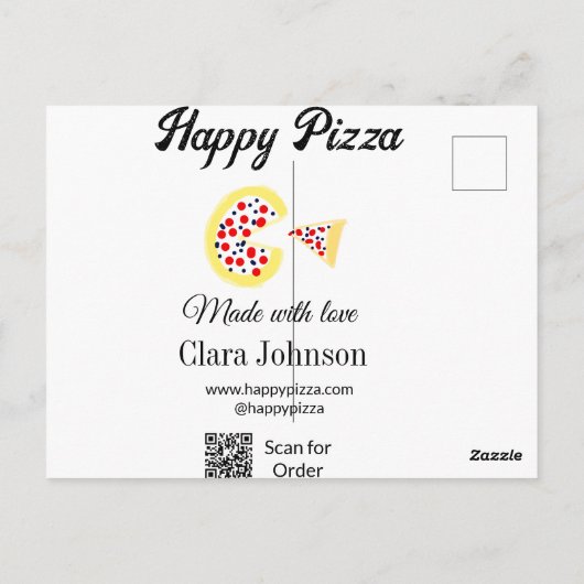 Pizza restaurant cafe pizzeria scan QR code order  Briefkaart (Achterkant)