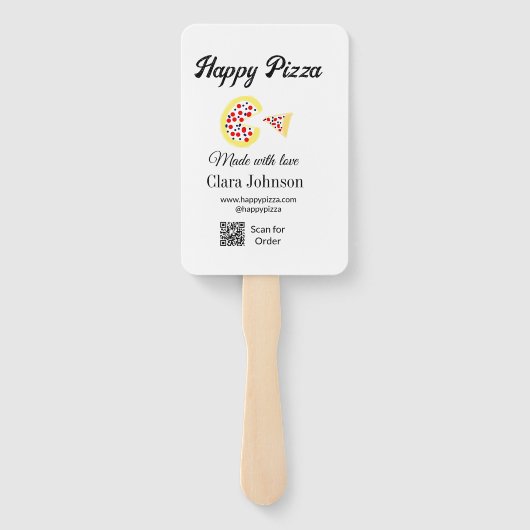 Pizza restaurant cafe pizzeria scan QR code order  Handwaaier (Achterkant)