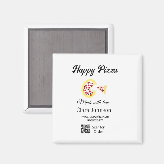 Pizza restaurant cafe pizzeria scan QR code order Magneet (Voorkant / Achterkant)