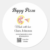 Pizza restaurant cafe pizzeria scan QR code order Ronde Sticker (Voorkant)