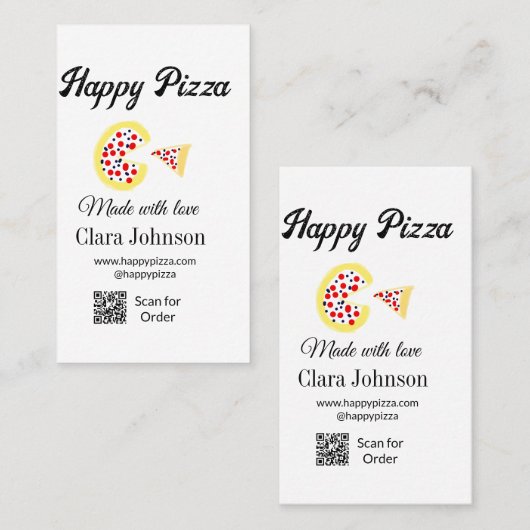 Pizza restaurant cafe pizzeria scan QR code order Visitekaartje (Voorkant / Achterkant)