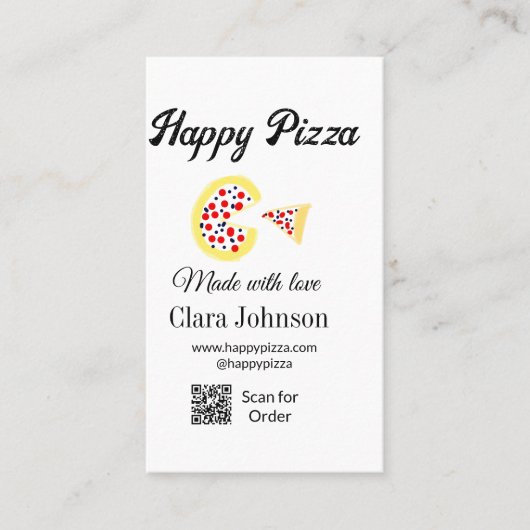 Pizza restaurant cafe pizzeria scan QR code order  Visitekaartje (Voorkant)
