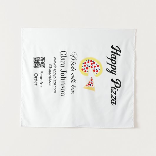Pizza restaurant cafe pizzeria scan QR code order Wandkleed (Voorkant (horizontaal))