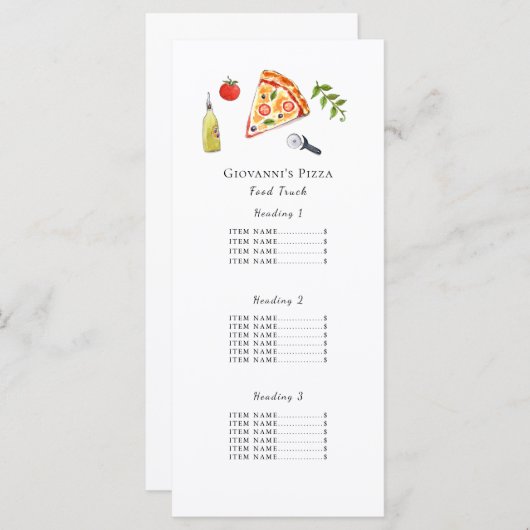 Pizza restaurant/food truck menu Kaart (Voorkant / Achterkant)