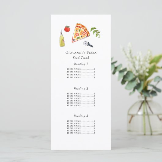 Pizza restaurant/food truck menu Kaart (Staand voorkant)