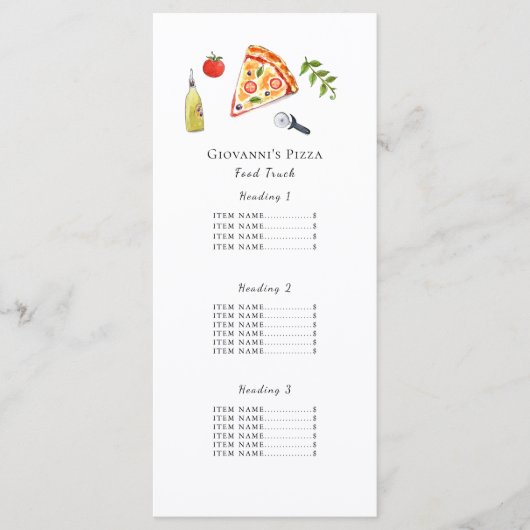 Pizza restaurant/food truck menu Kaart (Voorkant)