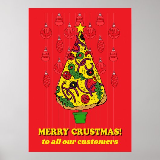 Pizza Restaurant Kerstmis Klant Dank u Onderteken Poster (Voorkant)