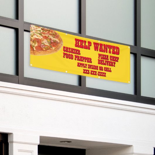 Pizza Restaurant past Hulp Gezochte Banen aan Spandoek (Buitenkant Gebouw)