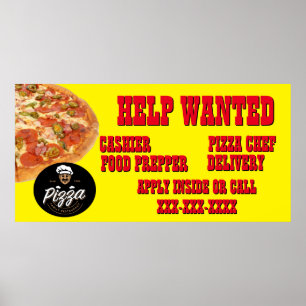 Pizza Restaurant past Hulp Gezochte Logo van de Wi Poster