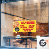 Pizza Restaurant past Hulp Gezochte Logo van de Wi Raamsticker (Cafe Raam)