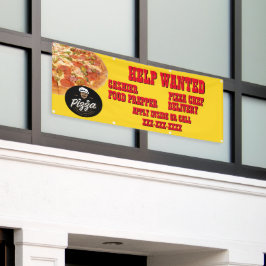 Pizza Restaurant past Hulp Gezochte Logo van de Wi Spandoek