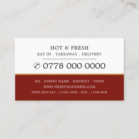 Pizza Restaurant, Pizzeria Adverteren Visitekaartje (Achterkant)