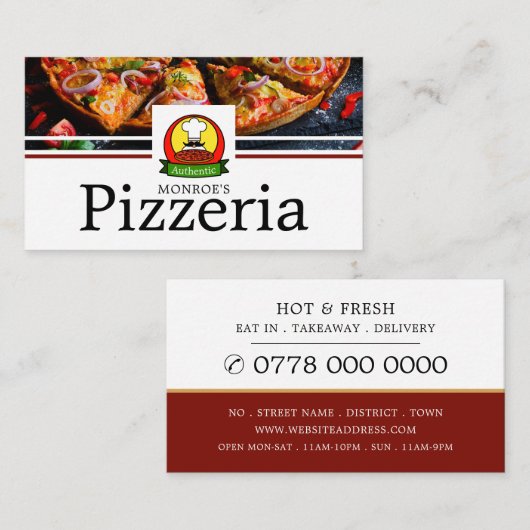 Pizza Restaurant, Pizzeria Adverteren Visitekaartje (Voorkant / Achterkant)