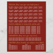 Pizza Restaurant, Pizzeria Menu Adverteren Flyer (Achterkant)