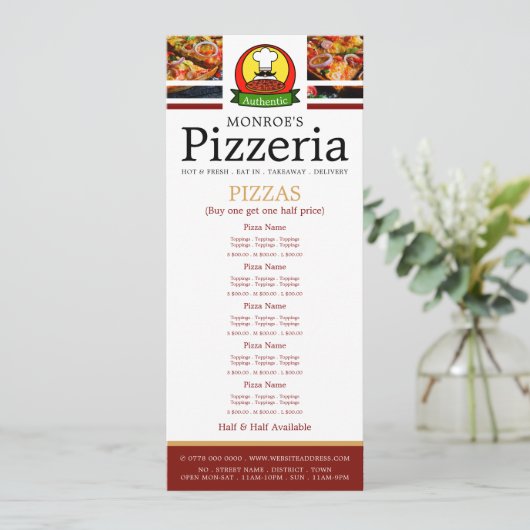 Pizza Restaurant, Pizzeria Slimline Menu (Staand voorkant)