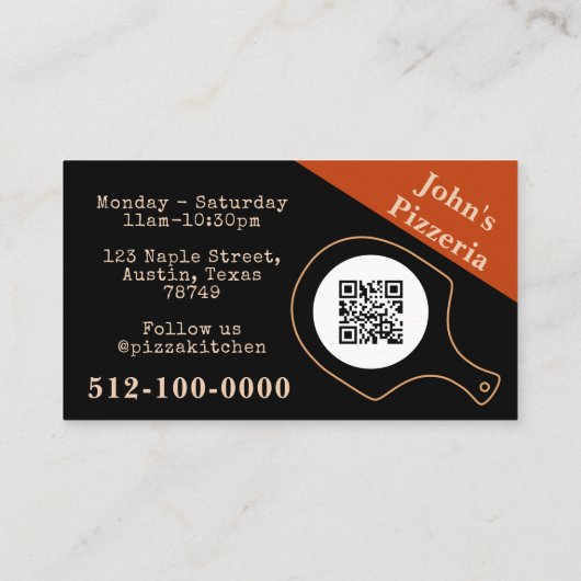 Pizza Restaurant Promo Visitekaartje (Achterkant)