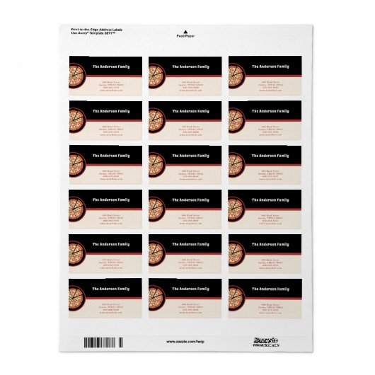 Pizza Restaurant Retour Adres Label (Full Sheet)