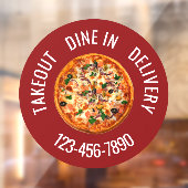 Pizza Restaurant Round Window Cling Sign Raamsticker (Vel 2)