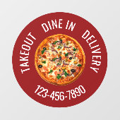 Pizza Restaurant Round Window Cling Sign Raamsticker (Vel)