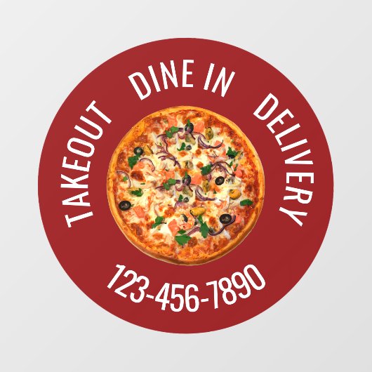Pizza Restaurant Round Window Cling Sign Raamsticker (Vel)