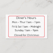 Pizza Restaurant Visitekaartje (Achterkant)