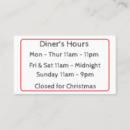 Pizza Restaurant Visitekaartje (Achterkant)