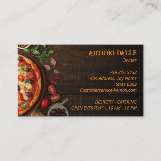 Pizza Restaurant Zakelijk | minimalistisch donker  Visitekaartje (Voorkant)