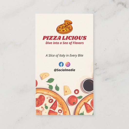 Pizza Restaurant Zakelijk | minimalistische schets Visitekaartje (Achterkant)