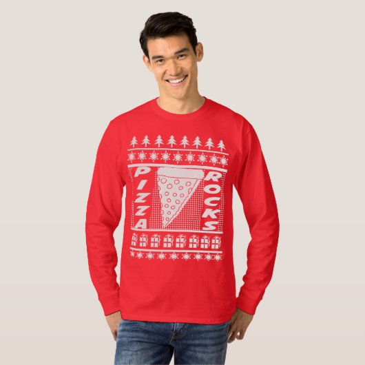 Pizza Rocks Kerstmis T-shirt (Voorkant volledig)