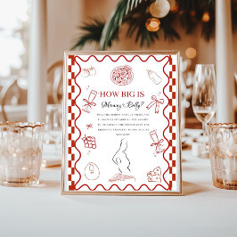 Pizza rode Baby Hoe groot Mama' baby Shower bord Poster