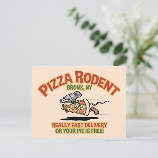 Pizza Rodent Briefkaart (Staand voorkant)