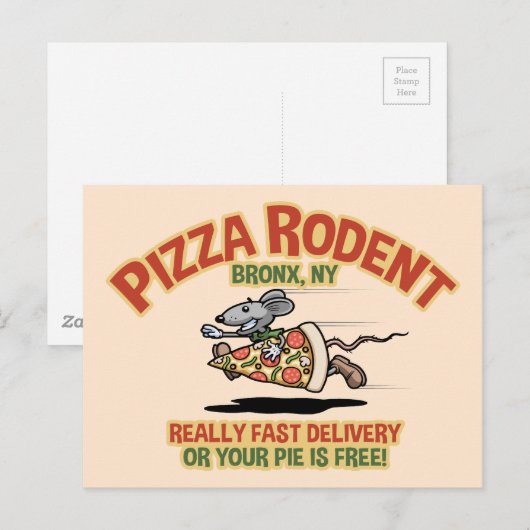 Pizza Rodent Briefkaart (Voorkant / Achterkant)