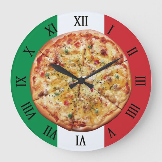 Pizza ~ Roman Numerals ~ Italian Flag ~ Grote Klok (Voorkant)