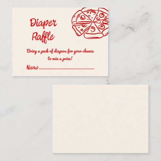 Pizza Rood Roze Hand Geschreven Getrokken Luier Ra Informatiekaartje (Voorkant / Achterkant)