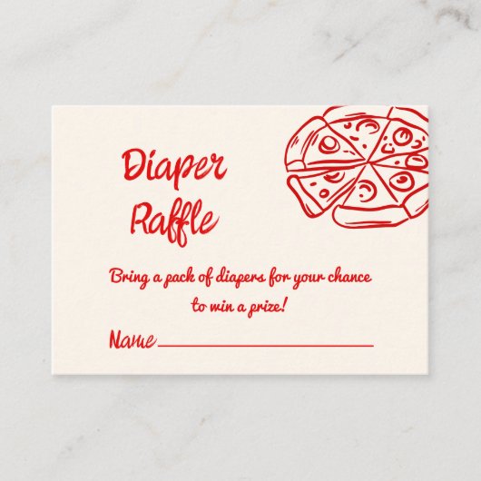 Pizza Rood Roze Hand Geschreven Getrokken Luier Ra Informatiekaartje (Voorkant)