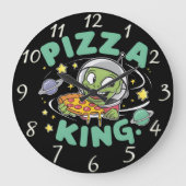 Pizza Royalty-vrije Pizza: Cartoon Karakter Houdt Grote Klok (Voorkant)