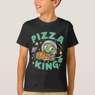 Pizza Royalty-vrije Pizza: Cartoon Karakter Houdt  T-shirt