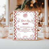 Pizza Roze niet zeggen baby baby shower teken Poster