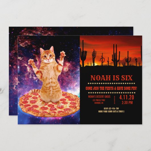 Pizza-ruimtetekat Kaart (Voorkant / Achterkant)