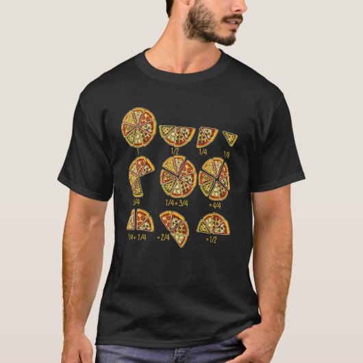 Pizza Salami Cheese Quick Math Fractions Funny Mat T-shirt (Voorkant)