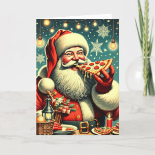 Pizza Santa Claus Feestdagen Kaart