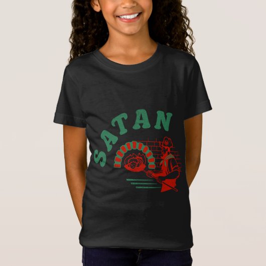 Pizza Satan Occult Punk Gothic Baphomet Devil Blac T-shirt (Voorkant)