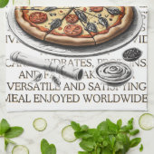 Pizza schets van CallisC Arts Theedoek (Gevouwen)