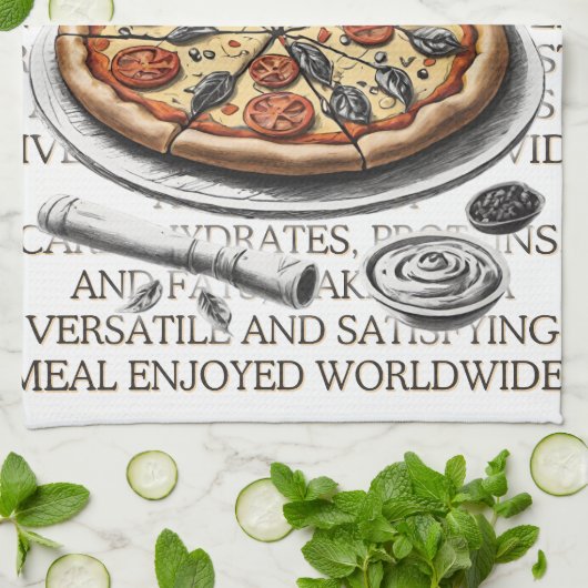 Pizza schets van CallisC Arts Theedoek (Gevouwen)