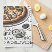 Pizza schets van CallisC Arts Theedoek (Quarter Fold)