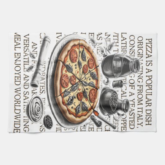 Pizza schets van CallisC Arts Theedoek (Horizontaal)