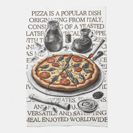 Pizza schets van CallisC Arts Theedoek (Verticaal)