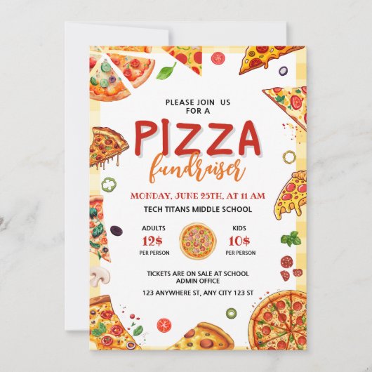 Pizza School Fundraiser, Pizza Diner Fundraiser Kaart (Voorkant)